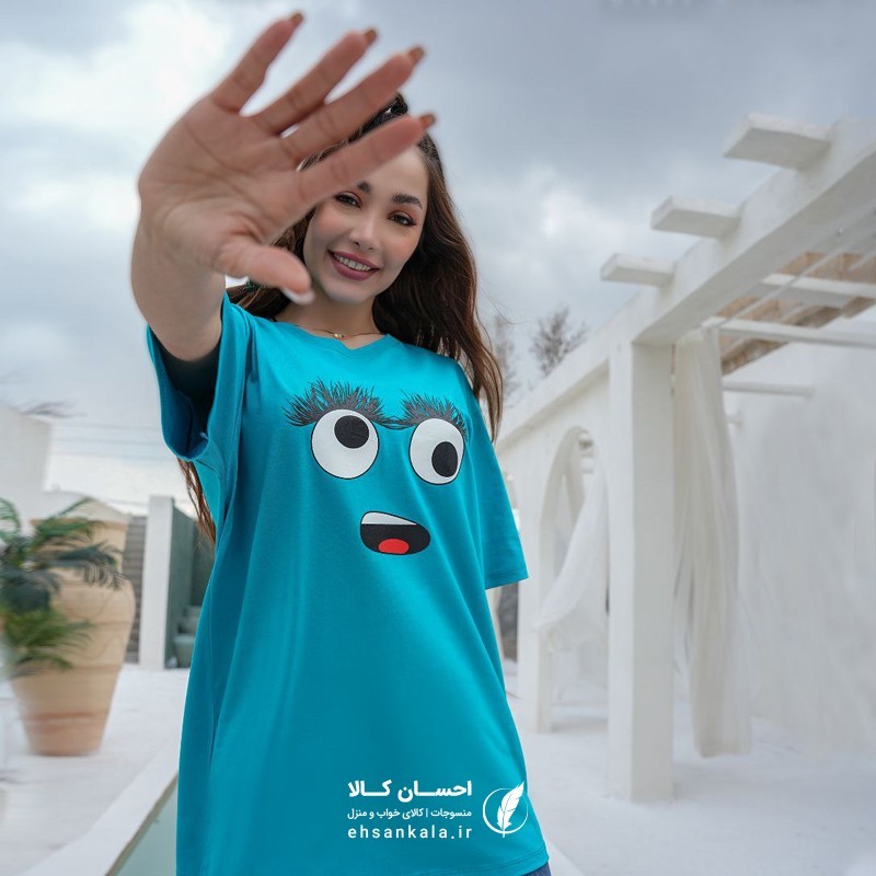 تیشرت لانگ رنگی رنگی کارتنی طرح بلا